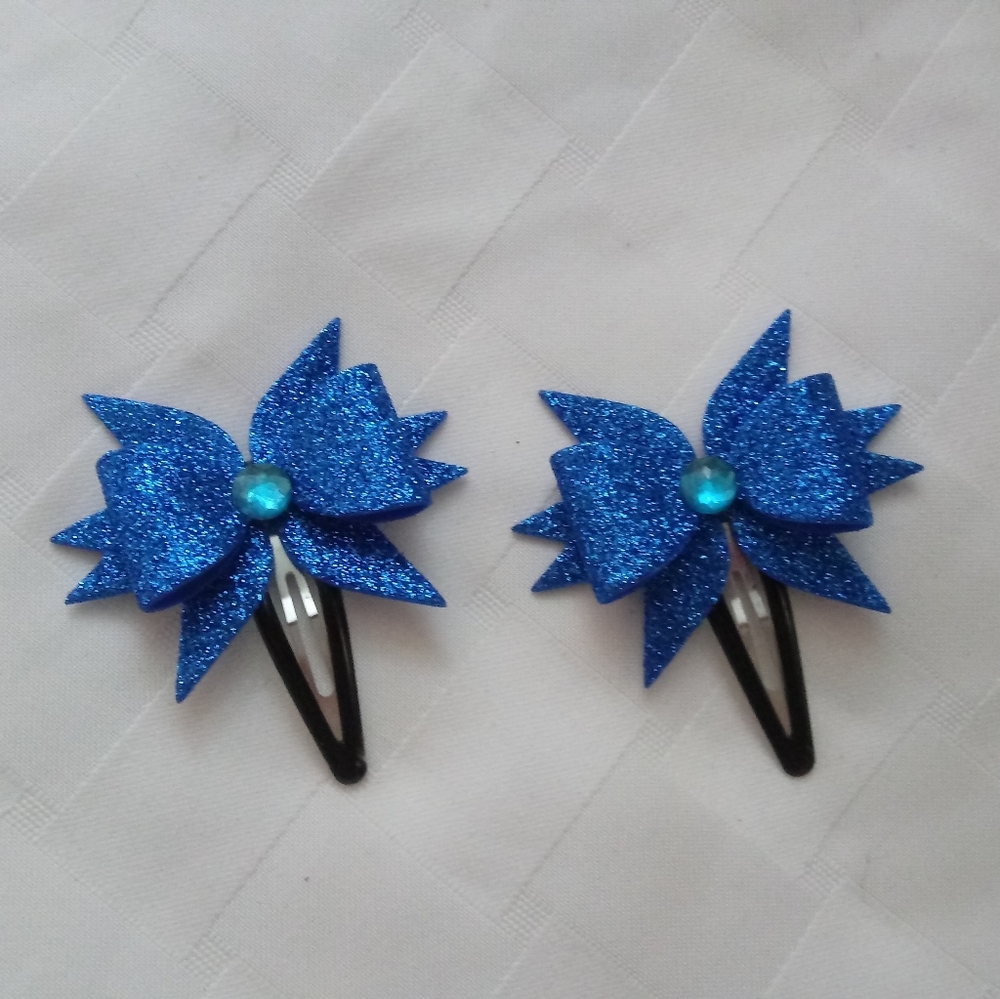 Glittery blue bows